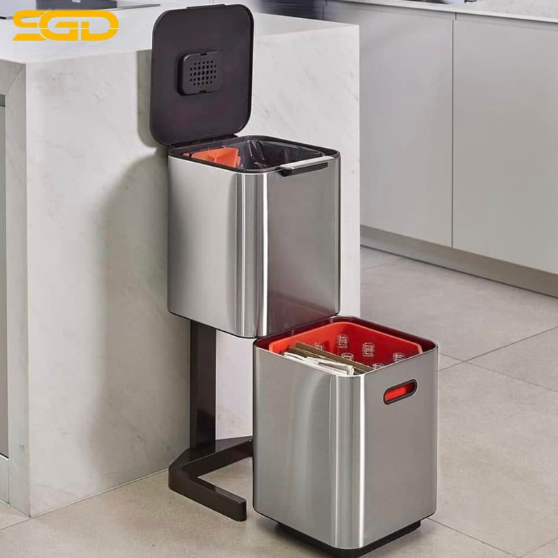 Thùng rác 2 ngăn Joseph Joseph Totem Compact 40L 30065 – Phân loại rác thông minh, tiết kiệm không gian, thiết kế Anh Quốc - Ảnh 2