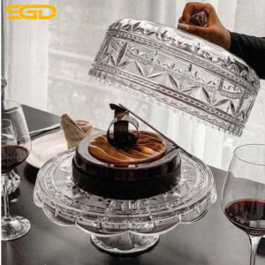 Chân bồng Tulip Bohemia 32cm có nắp pha lê Châu Âu sang trọng