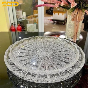 Đĩa pha lê mài Bohemia đường kính 30.5cm - 35cm pha lê Châu Âu cao cấp - Điểm nhấn sang trọng cho bàn tiệc