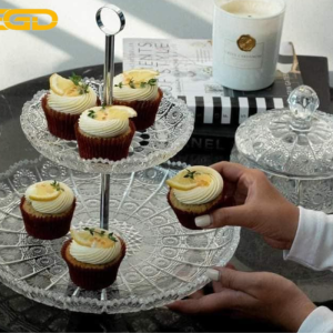 Kệ bánh 2 tầng pha lê mài Bohemia M57 trưng bày sang trọng - nâng tầm bàn tiệc
