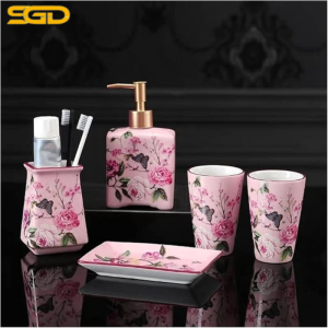 Set nhà tắm sứ cao cấp Olive UK họa tiết hoa 5 món – Sang trọng, tinh tế cho không gian phòng tắm