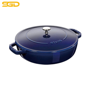 Nồi gang Staub Braiser Chistera Lid 28cm màu Dark Blue – Chuẩn bếp Âu, nấu ngon đỉnh cao