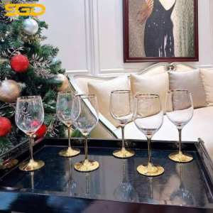 Bộ 6 ly rượu vang Rona mạ vàng 24K 360ml – Mẫu mới nhất, sang trọng chuẩn châu Âu