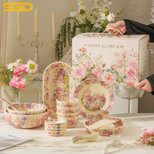 Set bàn ăn 36 món Flowers All The Way cao cấp – Sang trọng, tinh tế cho không gian bếp