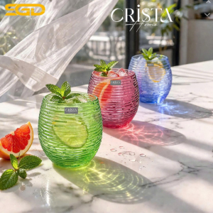 Bộ 6 Cốc Thuỷ Tinh Dáng Bầu Vân Ngang 300ml Crista home