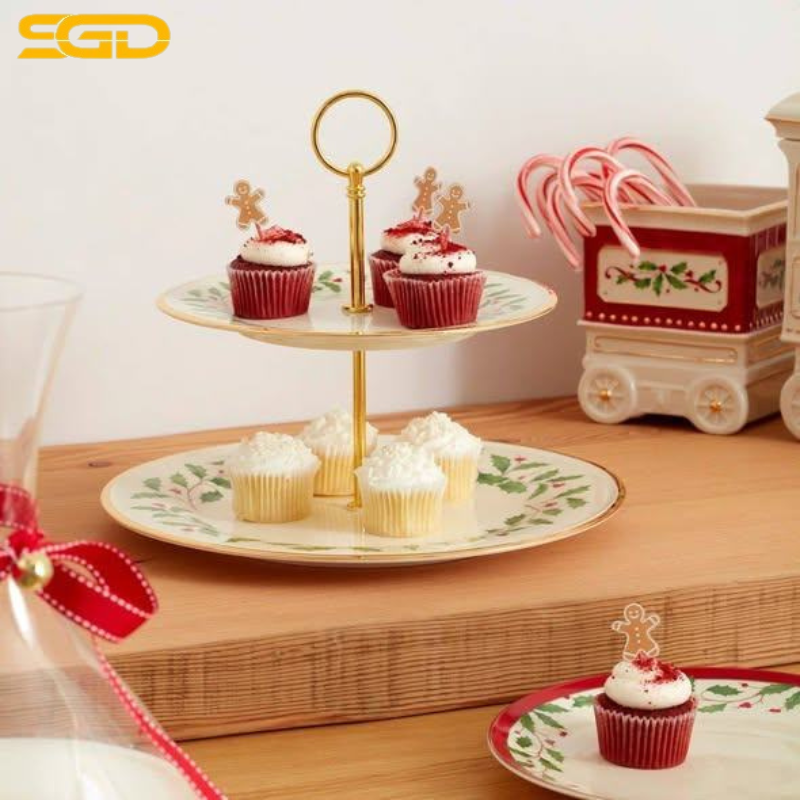 Khay Bánh Hai Tầng Lenox Holiday Sang Trọng Mùa Lễ Hội - Ảnh 2