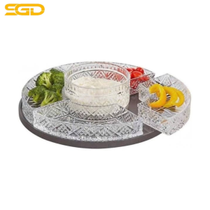 Khay Pha Lê Tròn Chia Ô Đế Xoay Godinger Dublin Cao Cấp