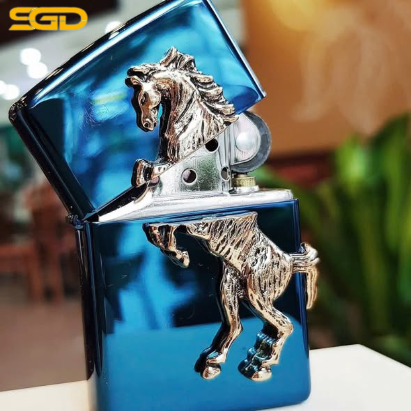 Zippo Ngựa Vàng “Mã Đáo Thành Công” – 4 Màu Xanh / Đỏ / Tím / Vàng - Ảnh 2