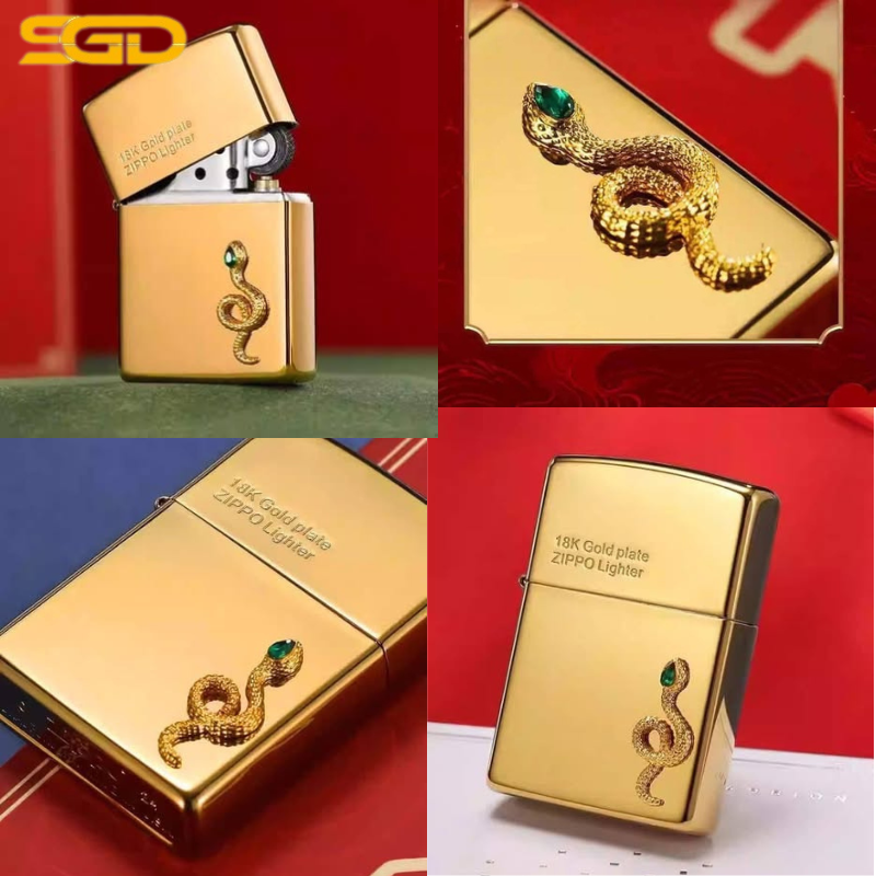 Bật Lửa Zippo Rắn Vàng Đá Xanh Siêu Hot – Sang Trọng Và Đầy Cá Tính - Ảnh 2