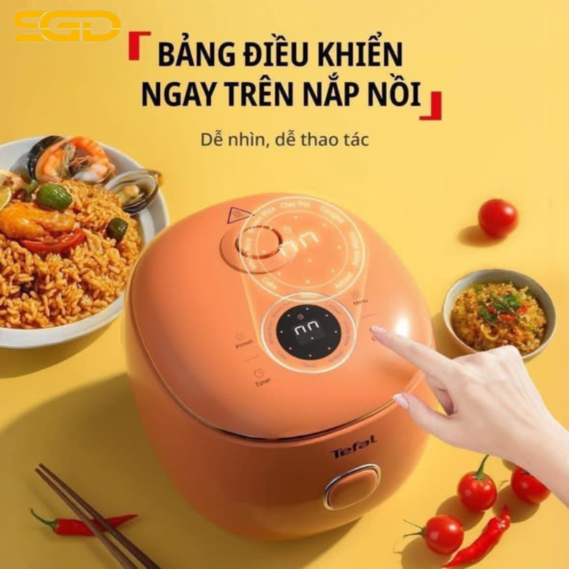 Nồi cơm điện tử Tefal Mini POP 0,7L (màu xanh, cam) – Thiết kế nhỏ gọn, nấu cơm ngon cho gia đình ít người - Ảnh 3