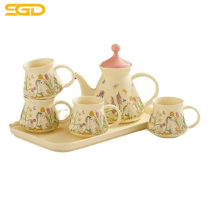 Bộ ấm chén sứ họa tiết thỏ hoa Vintage UK – Nét đẹp cổ điển cho không gian trà đạo tinh tế