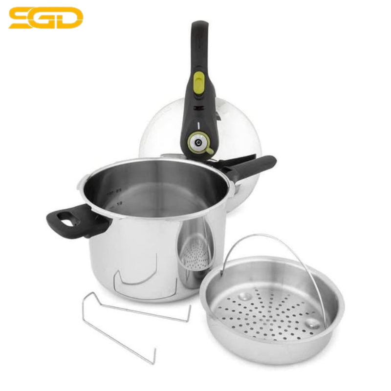Nồi áp suất Tefal P2580702 Secure Trendy 6L màu bạc kèm xửng hấp, nấu nhanh tiết kiệm thời gian - Ảnh 2