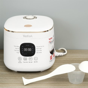 Nồi cơm điện tử mini Tefal Rice Mate RK515168 0.7L 350W màu trắng nhỏ gọn, nấu cơm thông minh