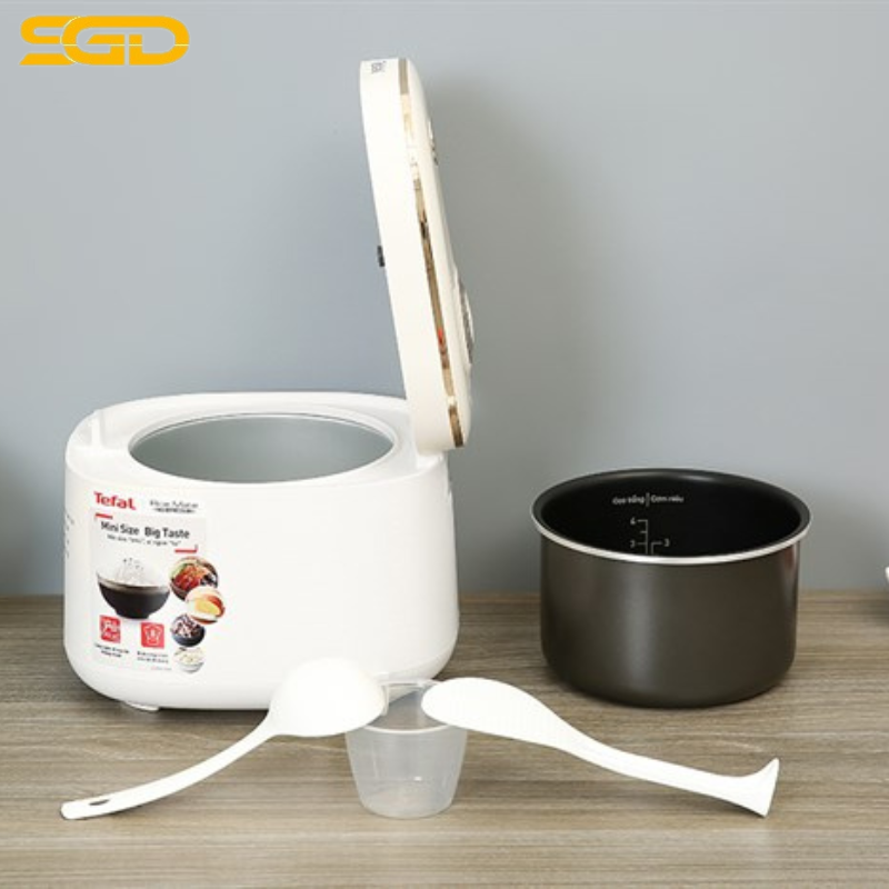 Nồi cơm điện tử mini Tefal Rice Mate RK515168 0.7L 350W màu trắng nhỏ gọn, nấu cơm thông minh - Ảnh 2