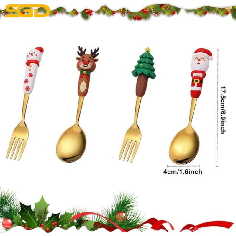Bộ 4 Chiếc Thìa Nĩa Giáng Sinh Acewen – Điểm nhấn đáng yêu cho bàn tiệc Noel - Ảnh 2