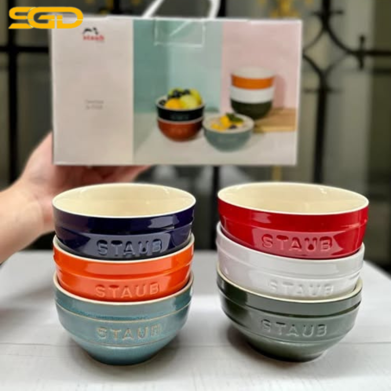 Set 6 bát ăn phở Staub 14cm cầu vồng gốm sứ Ceramic cao cấp - Ảnh 2