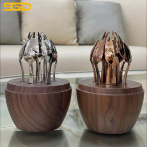 Bộ đồ ăn tráng miệng 12 món hình quả trứng Modern thương hiệu Đức thép không gỉ cao cấp sang trọng