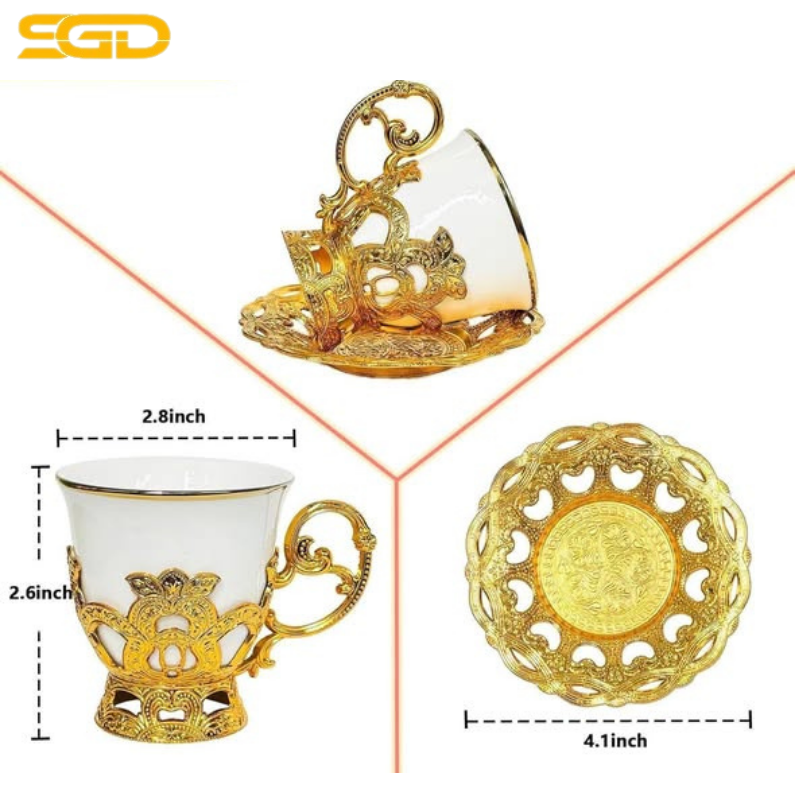 Bộ tách trà hoàng gia 6 tách cà phê espresso kèm đĩa lót sứ cao cấp sang trọng - Ảnh 2