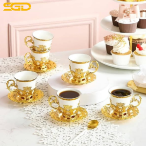 Bộ tách trà hoàng gia 6 tách cà phê espresso kèm đĩa lót sứ cao cấp sang trọng