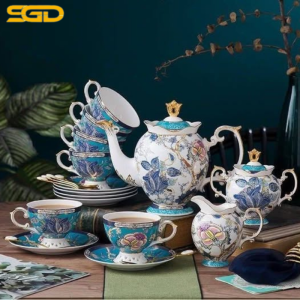 Bộ trà phong cách Châu Âu BBAUER sứ cao cấp thiết kế sang trọng