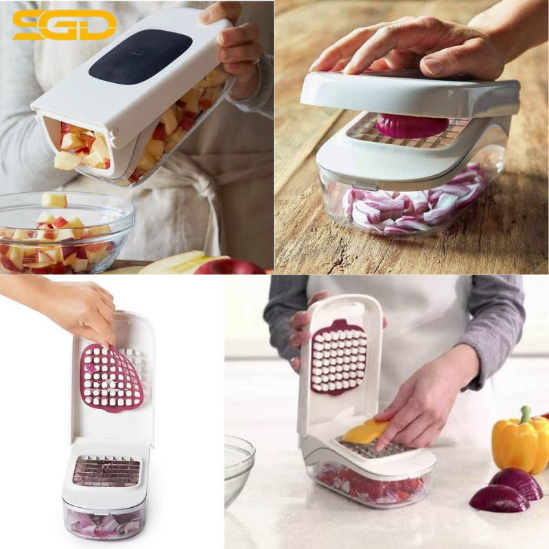 Dụng cụ thái rau củ có ngăn chứa bên dưới OXO lưỡi thép không gỉ cắt nhanh gọn - Ảnh 2