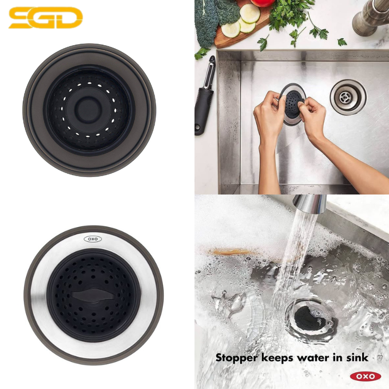 Lọc rác kiêm nút chặn chậu OXO Good Grips 2 in 1 đa năng cho bồn rửa bát và bồn rửa mặt - Ảnh 2