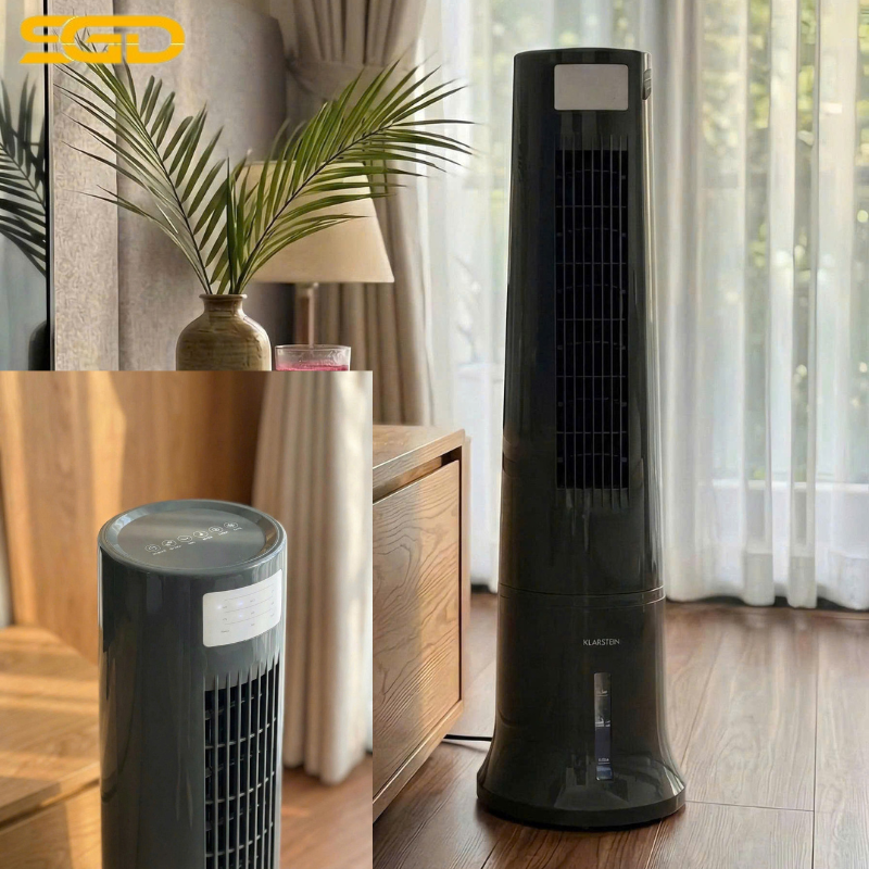Quạt hơi nước Klarstein Highrise 3 in 1 màu đen/trắng làm mát, tạo ẩm và lọc không khí tiện lợi - Ảnh 2