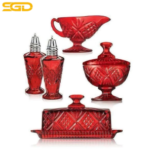 Set Pha Lê 5 Món Dublin Đỏ Mùa Lễ Hội – Trang Trí Sang Trọng